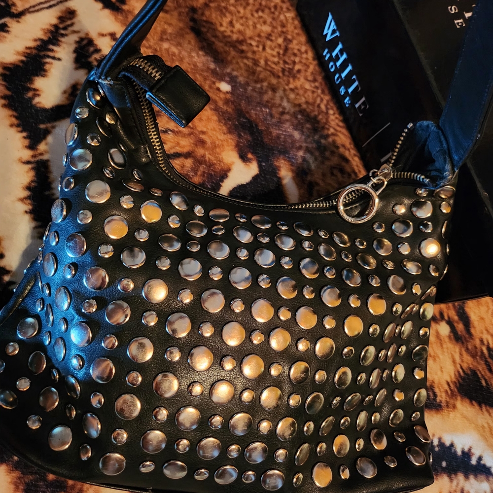 Nine West Black and Silver Studded Shoulder Bag
